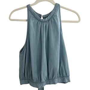 Thread and Supply Chambray Denim Halter Open Back Size S